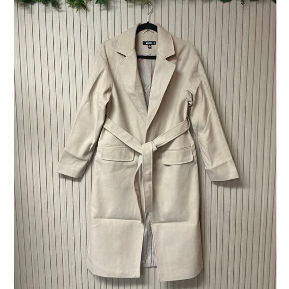 Missguided Belted Maxi Formal Coat Nude Women’s Size 0 - Picture 1 of 6